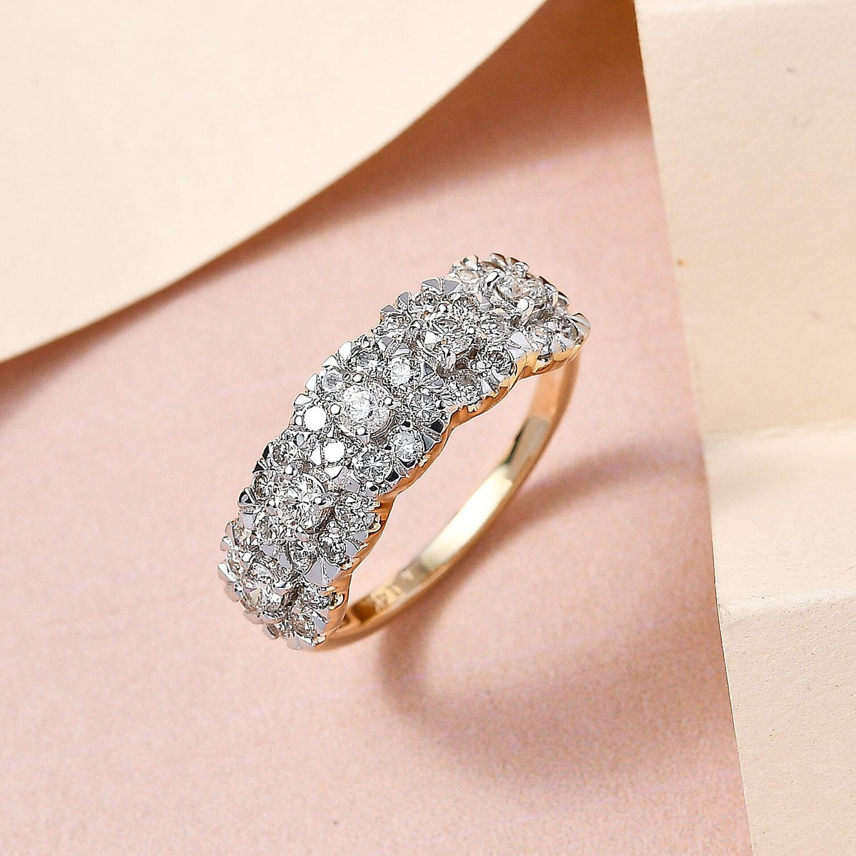 NY Close Out Deal - 14K Yellow Gold Diamond (I1-I2-G-H) Floral Ring 1.00 Ct. 7208775 3