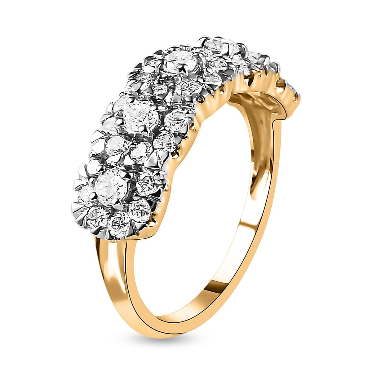NY Close Out Deal - 14K Yellow Gold Diamond (I1-I2-G-H) Floral Ring 1.00 Ct. 7208775 7