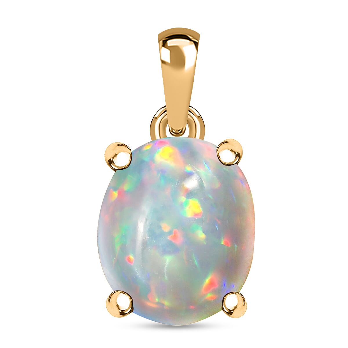 14K Yellow Gold Ethiopian Opal Solitaire Pendant 2.40 ct. 8000348 0
