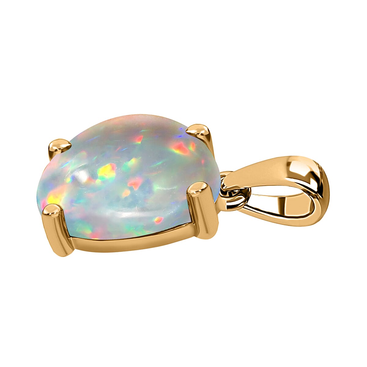 14K Yellow Gold Ethiopian Opal Solitaire Pendant 2.40 ct. 8000348 3