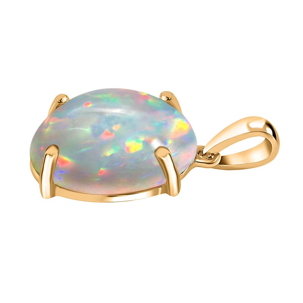 14K Yellow Gold Ethiopian Opal Solitaire Pendant in Gold Wt. 2 grams, 5 Ct 8000358 2