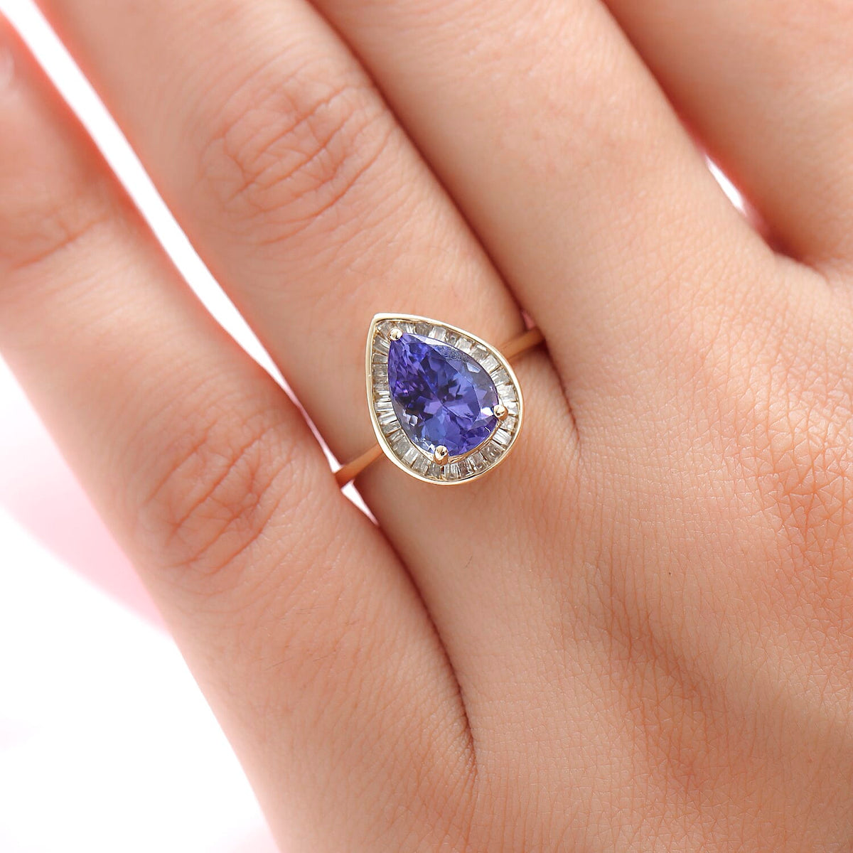 14K Yellow Gold Halo AA Tanzanite Ring with Diamond 2.43 Ct., Wt. 2.10 grams 8743300 3