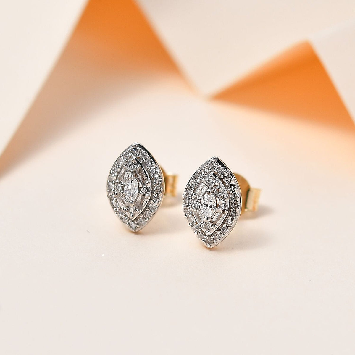 14K Yellow Gold White Diamond  I1-I2 Solitaire Stud Push Post Earrings, Gold Wt. 1.84 Gms  0.312  Ct. 7650343 1