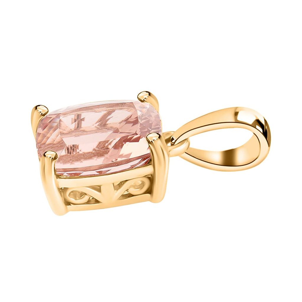 14K Yellow Gold   Morganite  Solitaire Pendant 2.84 ct,  Gold Wt. 2 Gms  2.840  Ct.