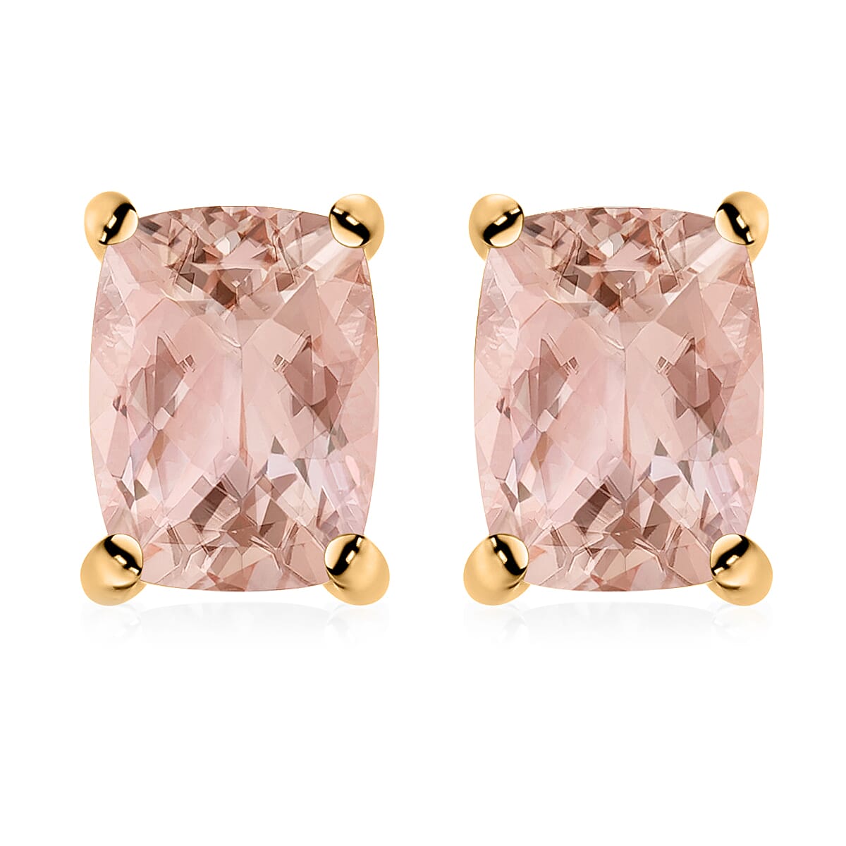 14K Yellow Gold Morganite Solitaire Stud Push Post Earring in Gold Wt. 0.8 grams, 2.40 Ct 8000510 0
