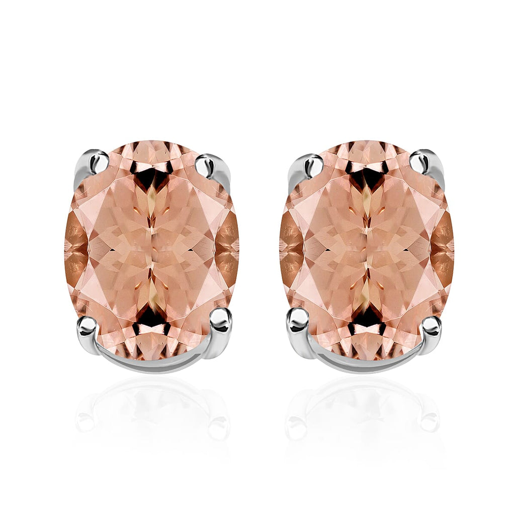 14K Yellow Gold   Morganite  Solitaire Stud Push Post Earring 2.60 ct,  Gold Wt. 3 Gms  2.600  Ct.