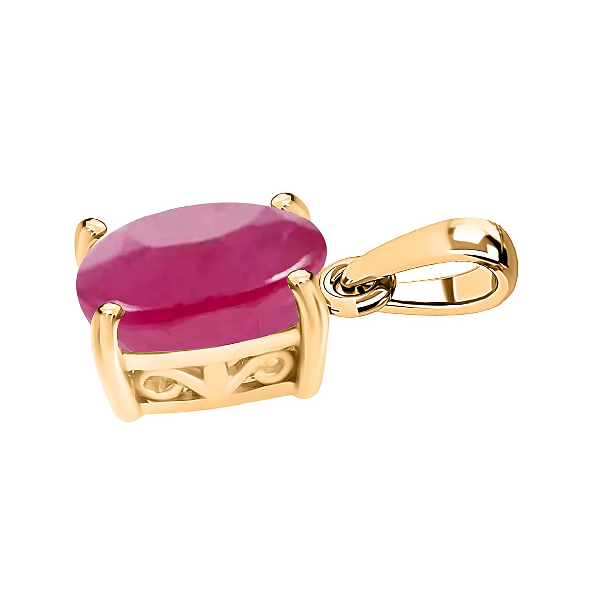 14K Yellow Gold Mozambique Ruby Solitaire Pendant in Gold Wt. 2 grams, 1.60 Ct 8000212 2