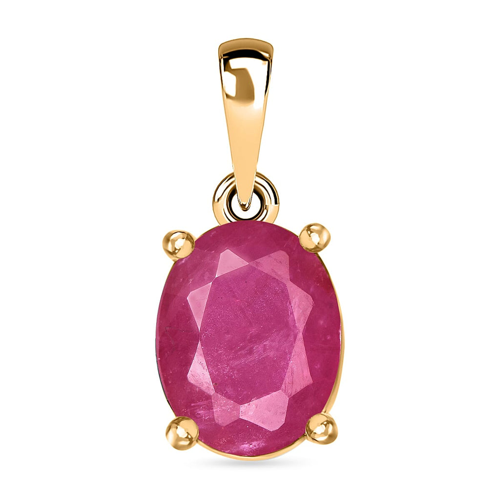 Mozambique Ruby Solitaire Pendant in 14K Yellow Gold 2.24 Ct.