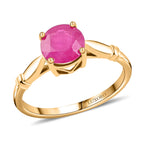 14K Yellow Gold Natural AAA Mozambique Ruby Ring 1.50 Ct.