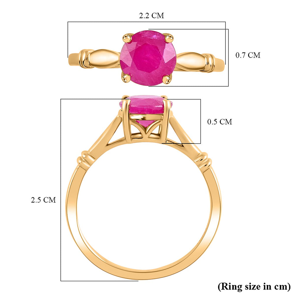 14K Yellow Gold Natural AAA Mozambique Ruby Ring 1.50 Ct.