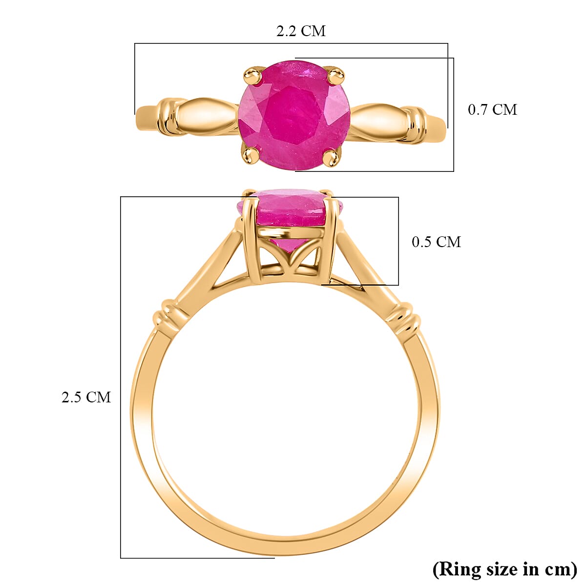 1.5 Ct. Natural AAA Montepuez Ruby Ring in 14K Yellow Gold 7275730 8