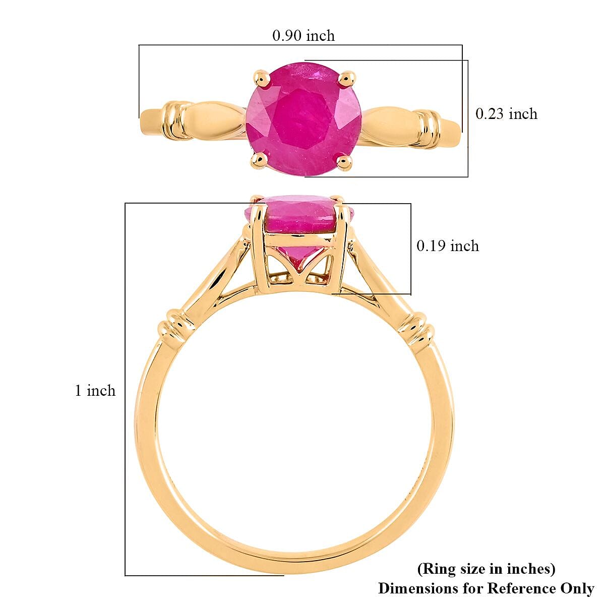 1.5 Ct. Natural AAA Montepuez Ruby Ring in 14K Yellow Gold 7275732 4
