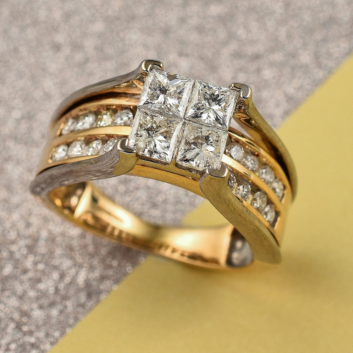 14K Yellow Gold Natural Yellow Diamond (Mrq. 0.62 Solitaire I1) and Diamond (I1/G-H) Wedding Band Ring 1.50 Ct, Gold Wt. 5.20 Gms 7522586 1