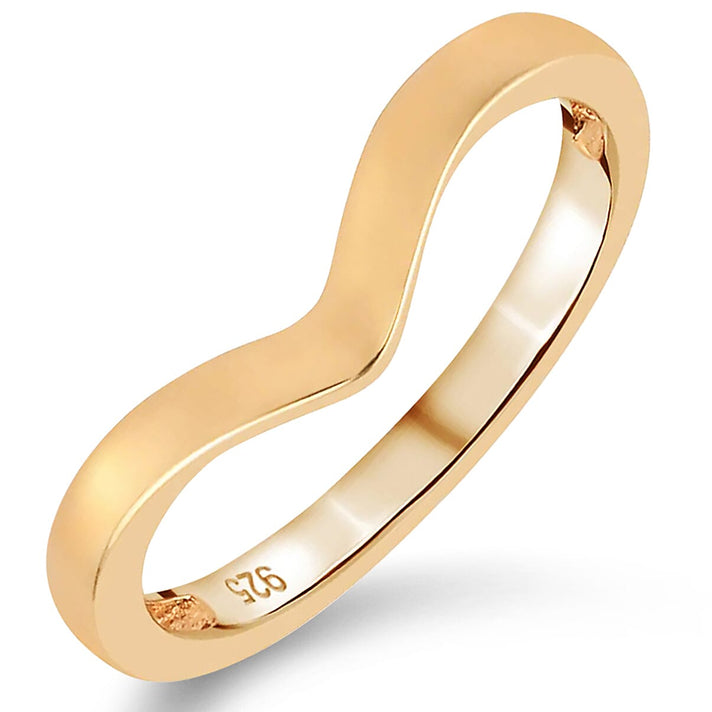 Wishbone V Shape Ring in Sterling Silver with 18K Vermeil Yellow Gold 3672291 1