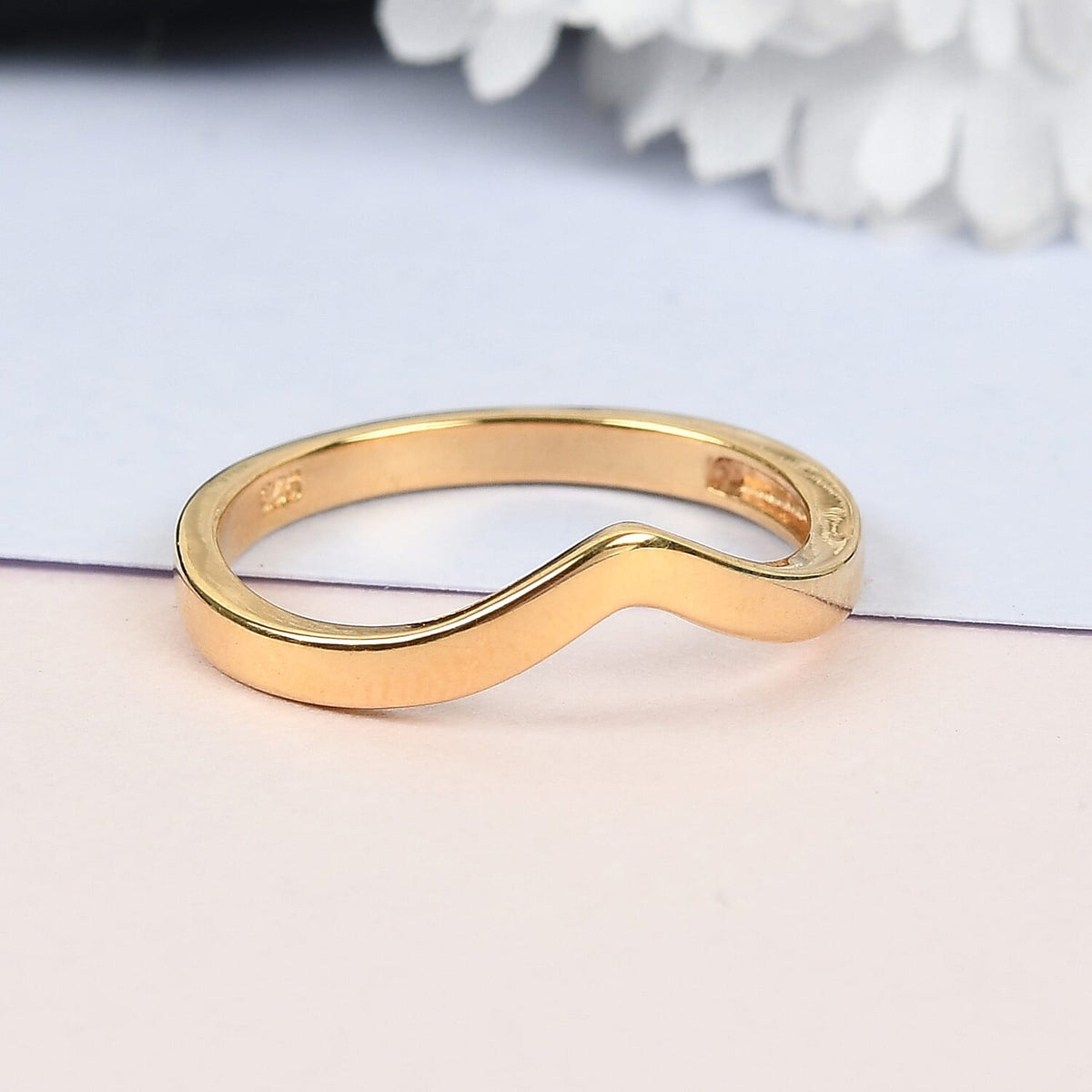 Wishbone V Shape Ring in Sterling Silver with 18K Vermeil Yellow Gold 3672291 2