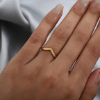 14K Yellow Gold Overlay Sterling Silver Wishbone V Shape Stacker Ring
