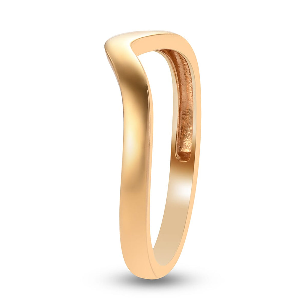 14K Yellow Gold Overlay Sterling Silver Wishbone V Shape Stacker Ring