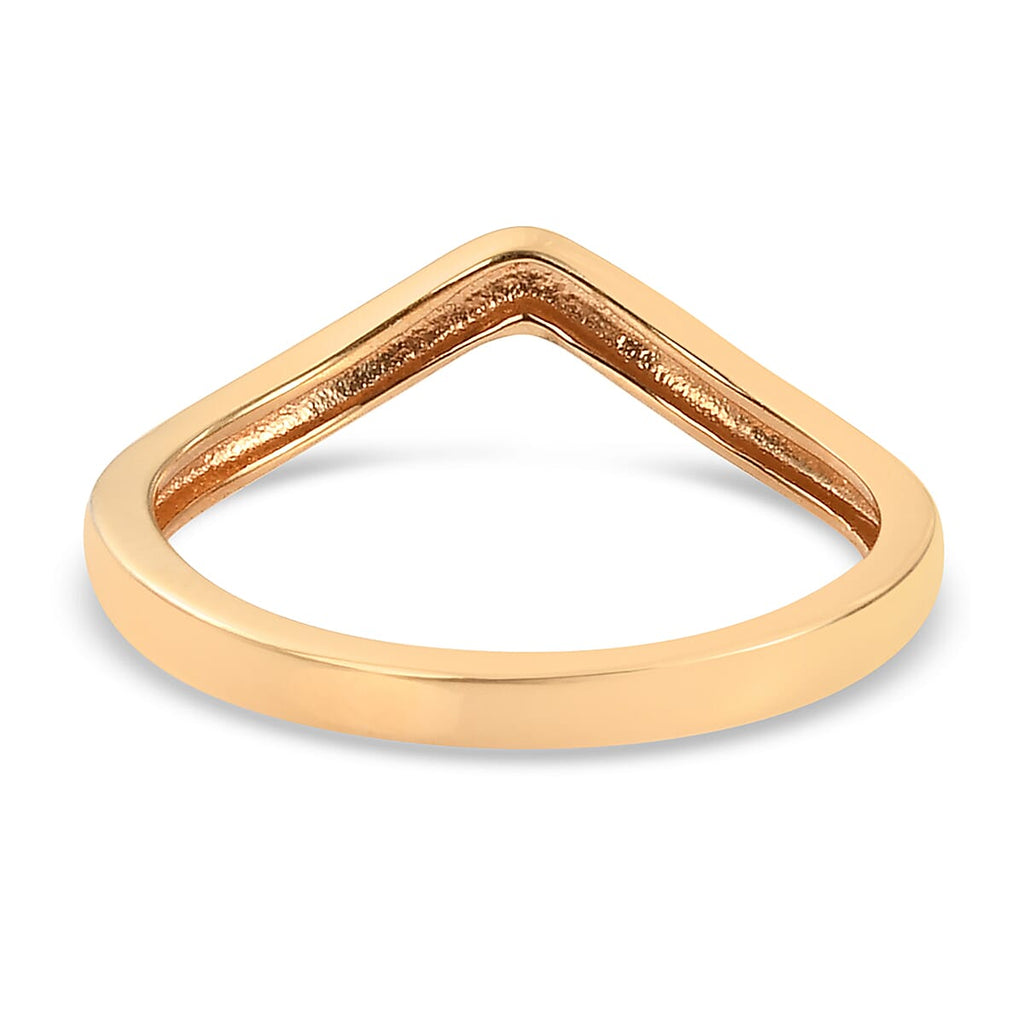 14K Yellow Gold Overlay Sterling Silver Wishbone V Shape Stacker Ring