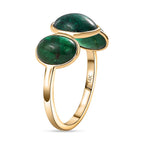 First Time Ever - 14K Yellow Gold Premium Cabochon Emerald Trilogy Ring 5.11 Ct