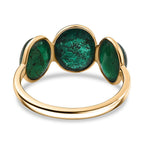 First Time Ever - 14K Yellow Gold Premium Cabochon Emerald Trilogy Ring 5.11 Ct