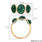 First Time Ever - 14K Yellow Gold Premium Cabochon Emerald Trilogy Ring 5.11 Ct