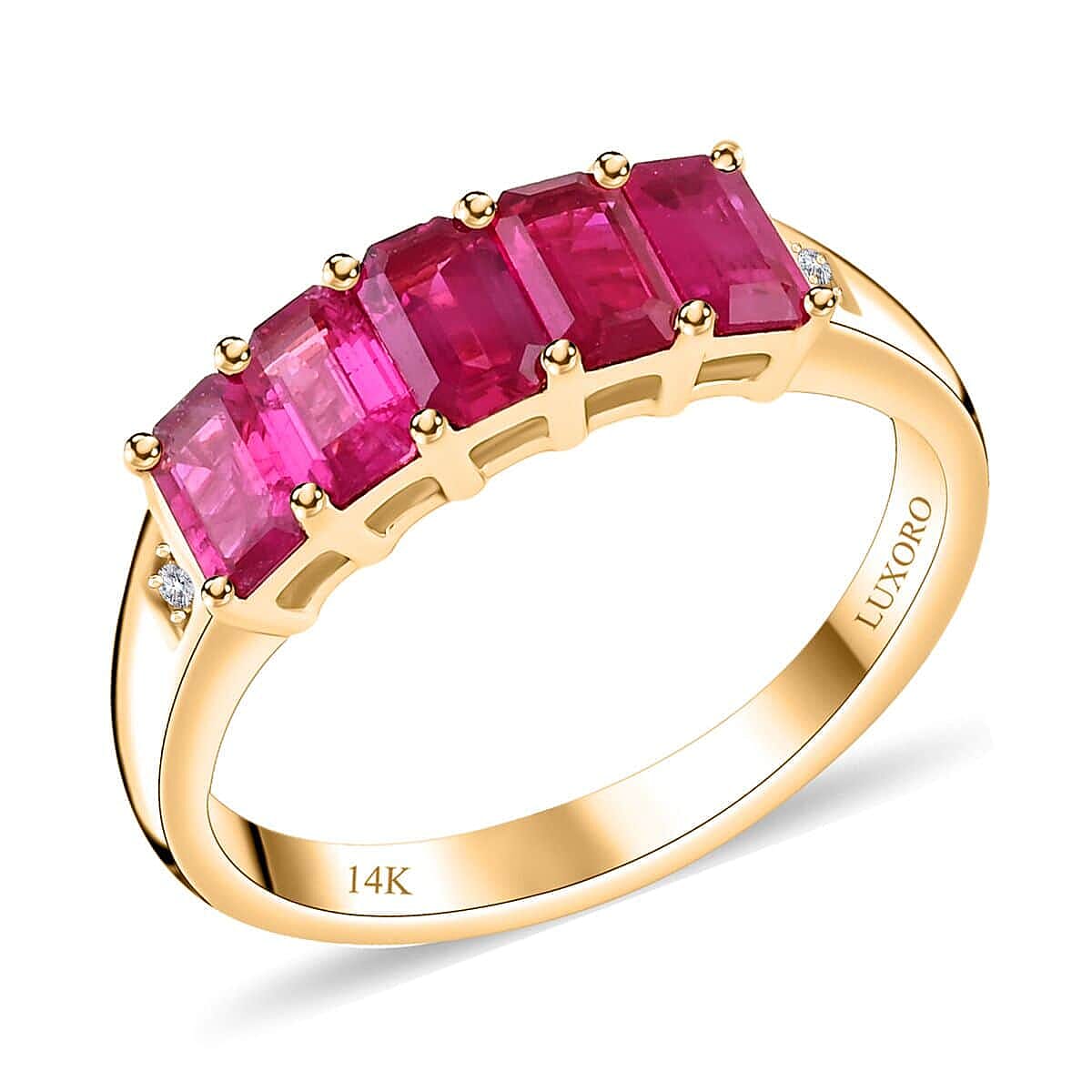 14K Yellow Gold   Ruby ,  White Diamond  Ring 1.50 pc,  Gold Wt. 3.48 Gms  1.500  Ct. 7897245 0