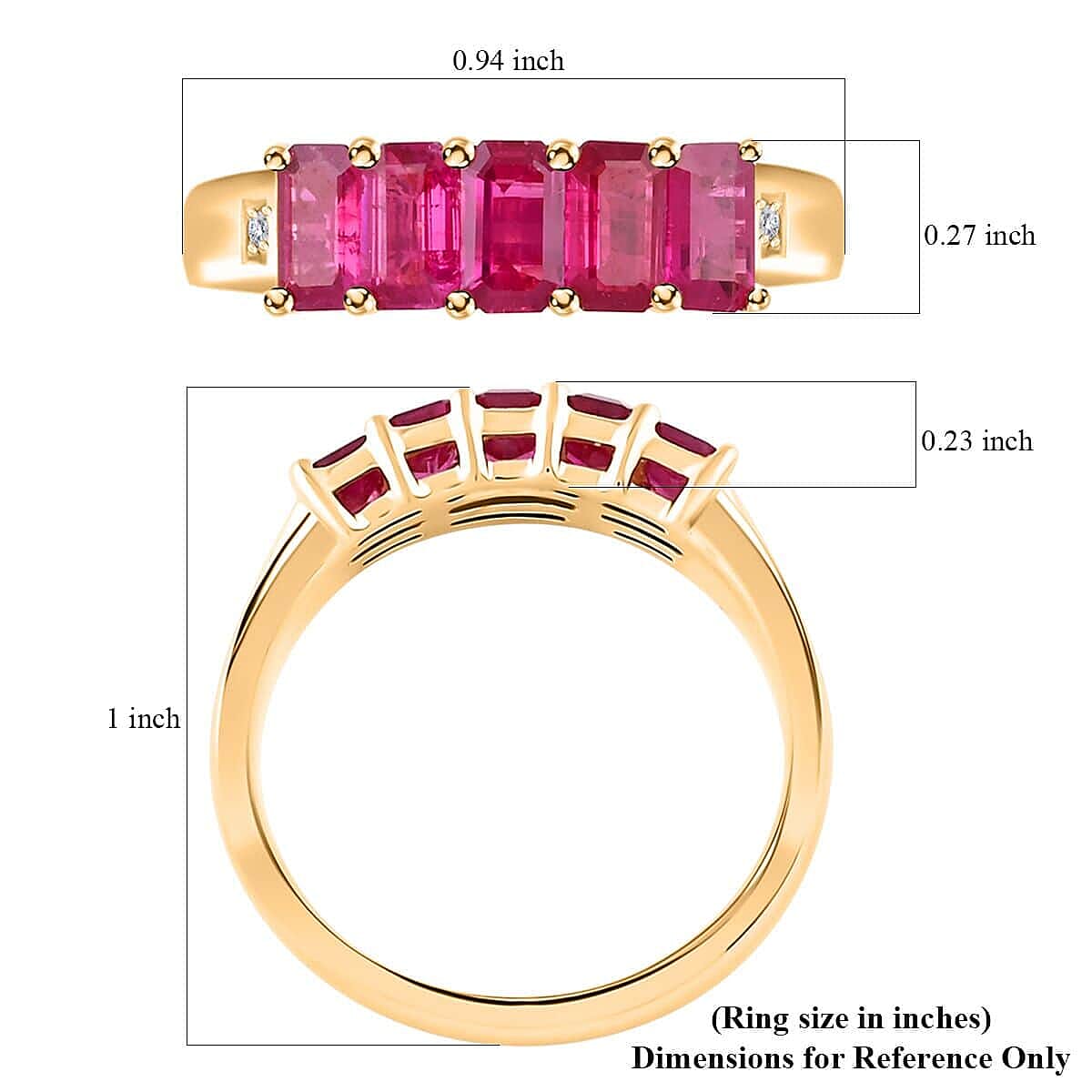 14K Yellow Gold   Ruby ,  White Diamond  Ring 1.50 pc,  Gold Wt. 3.48 Gms  1.500  Ct. 7897245 5