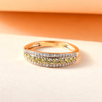14K Yellow Gold SGL Certified Natural Green Diamond (I1-I2) and White Diamond (I1-I2-G-H) Band Ring 0.50 Ct