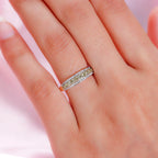 14K Yellow Gold SGL Certified Natural Green Diamond (I1-I2) and White Diamond (I1-I2-G-H) Band Ring 0.50 Ct