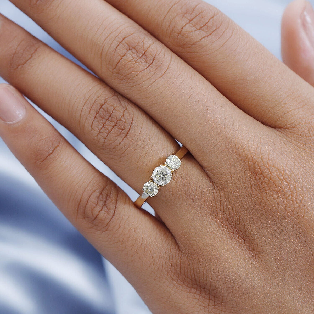 14K Yellow Gold SGL Certified (I1) Natural Yellow Diamond 3 Stone Ring 1.00 Ct 7384077 4