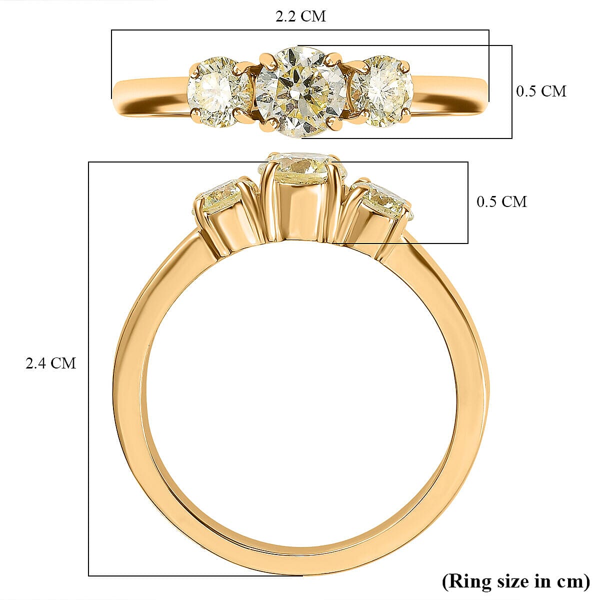14K Yellow Gold SGL Certified (I1) Natural Yellow Diamond 3 Stone Ring 1.00 Ct 7384077 10