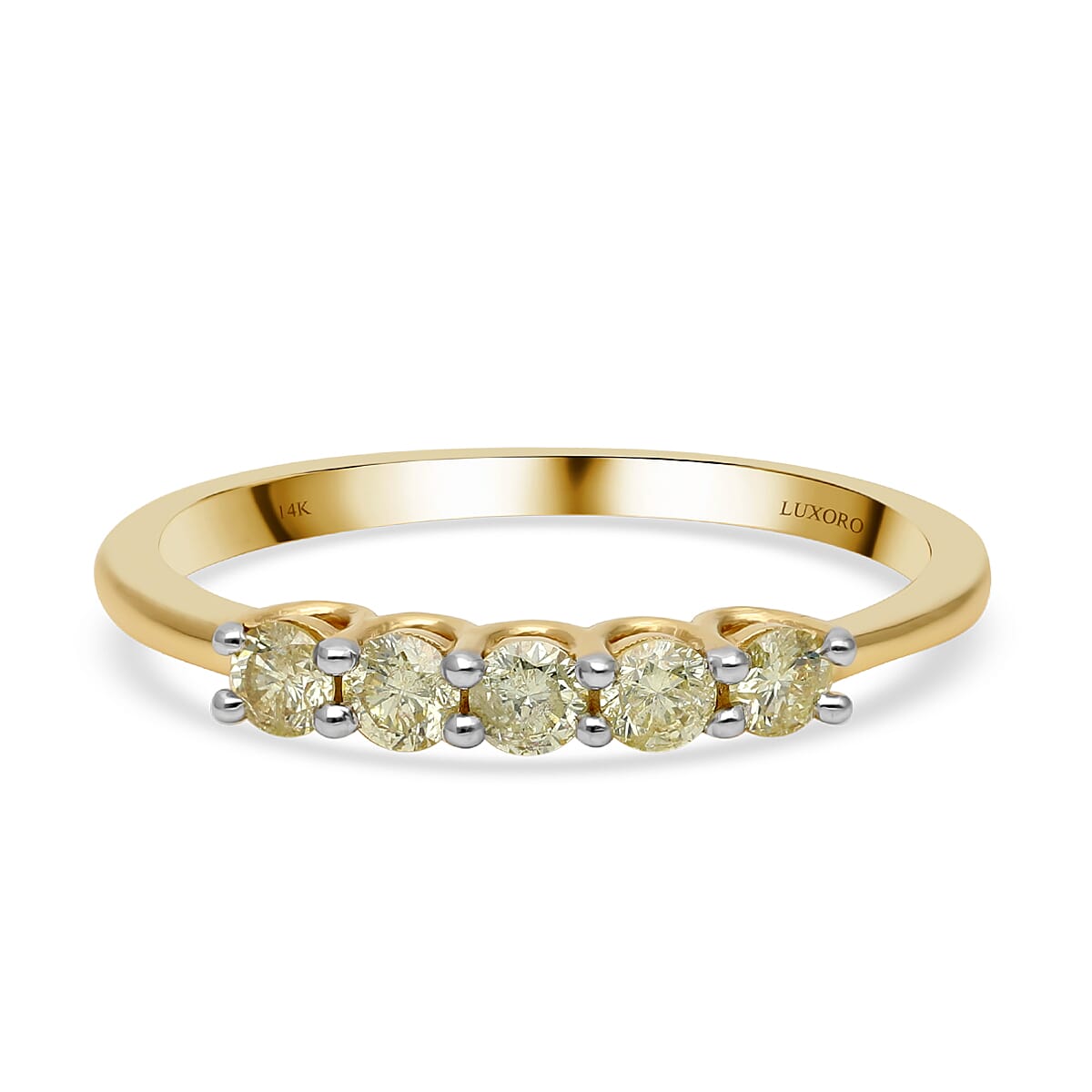 14K Yellow Gold SGL Certified Natural Yellow Diamond (SI-I1) 5 Stone Ring 0.50 Ct. 8914034 2