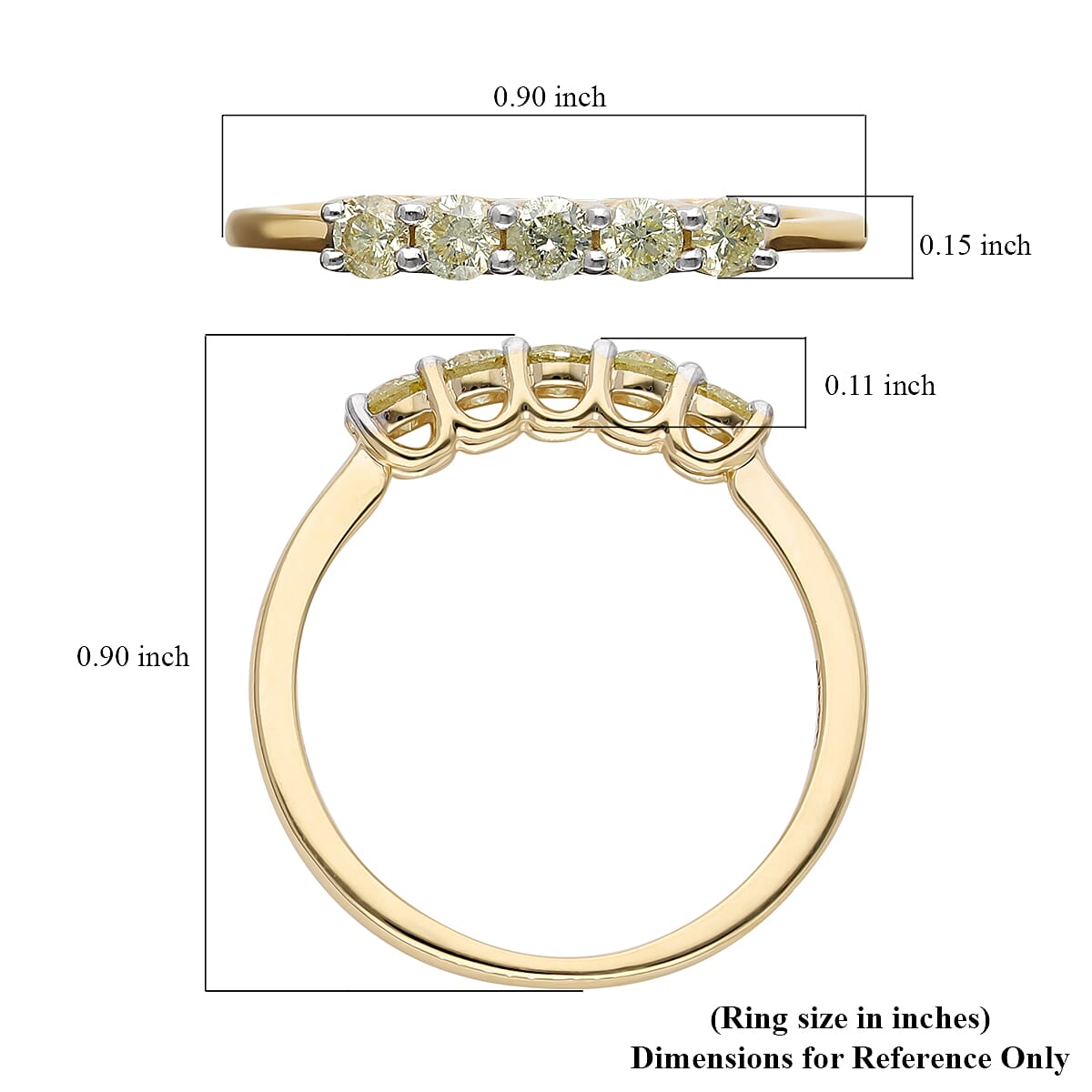 14K Yellow Gold SGL Certified Natural Yellow Diamond (SI-I1) 5 Stone Ring 0.50 Ct. 8914034 12