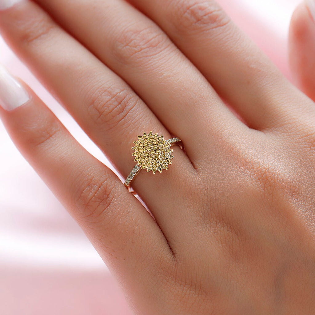 14K Yellow Gold SGL Certified Natural Yellow Diamond (SI-I1) Ring 0.50 Ct.