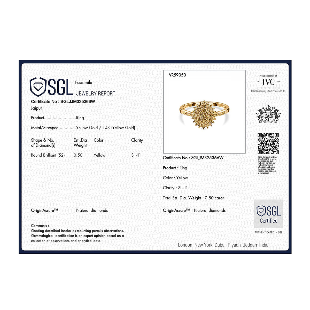 14K Yellow Gold SGL Certified Natural Yellow Diamond (SI-I1) Ring 0.50 Ct. 7208748 13