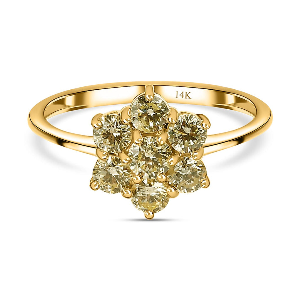 14K Yellow Gold SGL Certified Natural Yellow Diamond (SI-I1) Floral Ring 0.75 Ct.