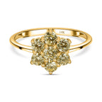 14K Yellow Gold SGL Certified Natural Yellow Diamond (SI-I1) Floral Ring 0.75 Ct.