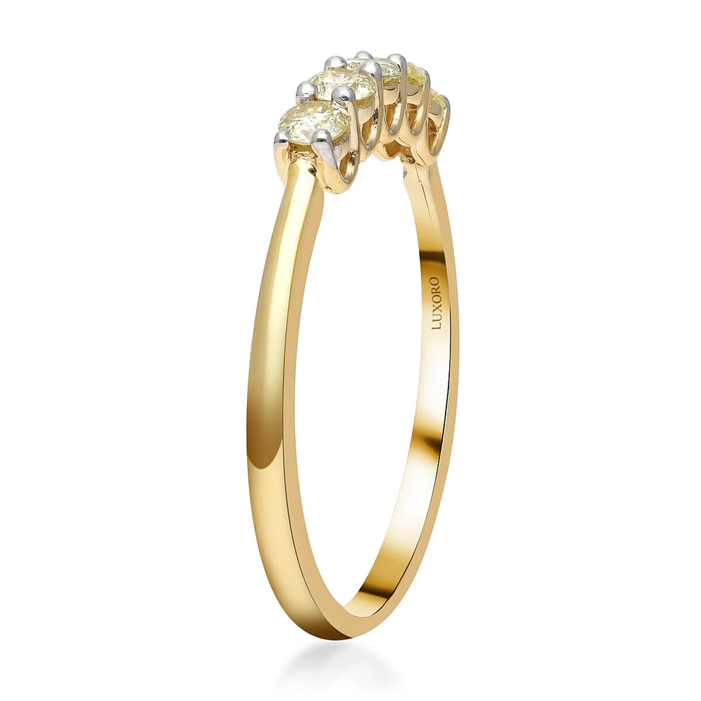 14K Yellow Gold SGL Certified Natural Yellow Diamond (SI-I1) 5 Stone Ring 0.50 Ct.