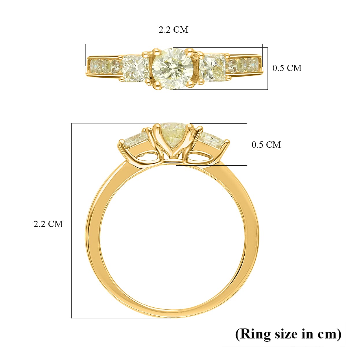 14K Yellow Gold SGL Certified Natural Yellow (Center Dia 0.40 Ct Solitaire) Diamond (I1-I2) Engagement Ring 1.00 Ct. 7510670 6