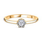 One Time NY Closeout - 14K Yellow Gold Certified SI-G-H Diamond Solitaire Ring