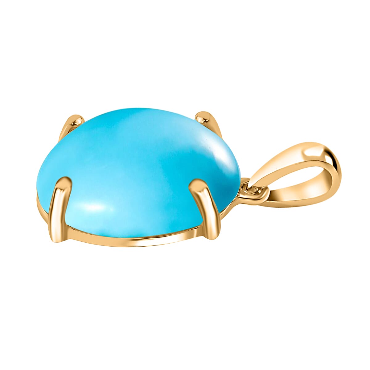 14K Yellow Gold Sleeping Beauty Turquoise Solitaire Pendant in Gold Wt. 2 grams, 7 Ct 8000328 2