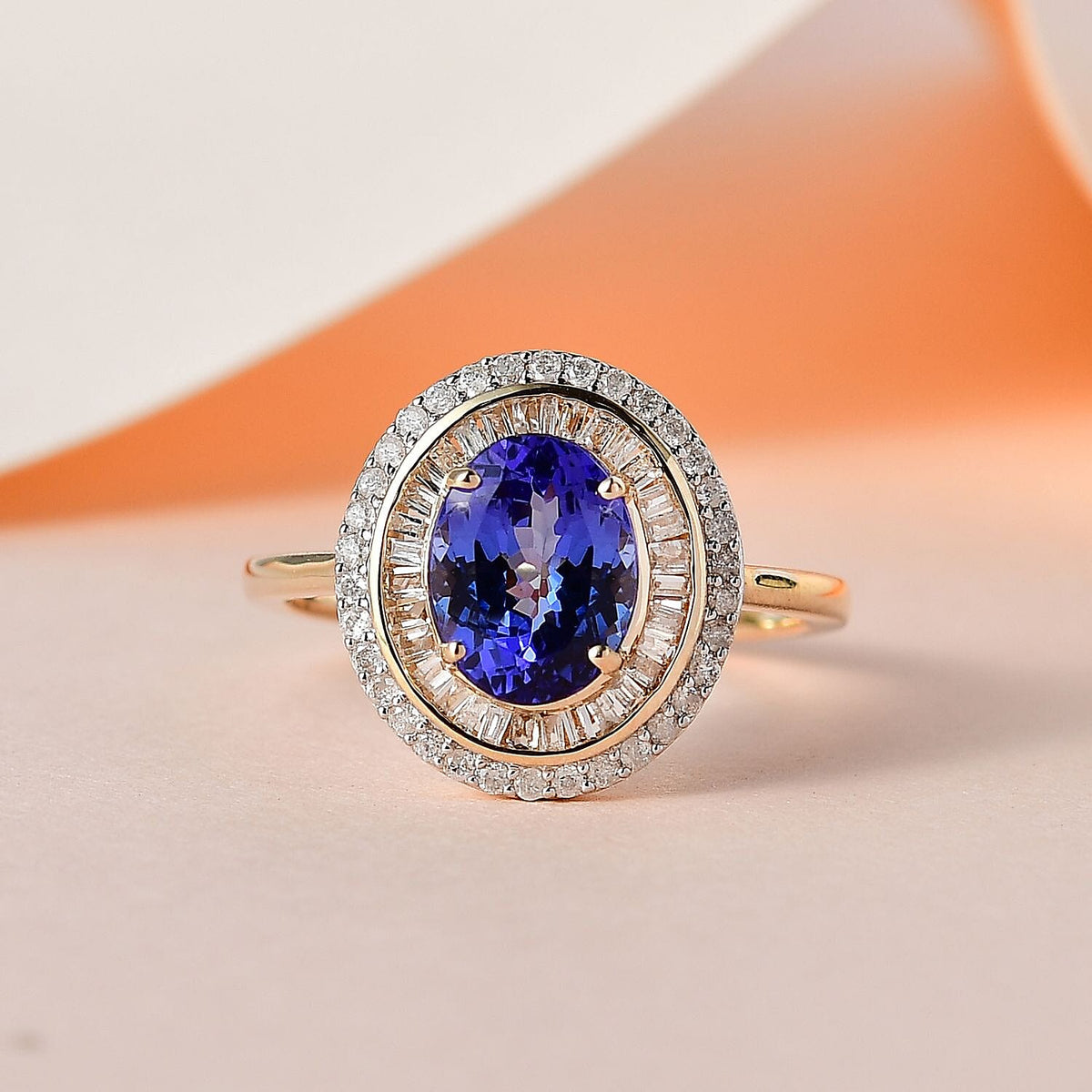 14K Yellow Gold Premium Tanzanite &amp; Diamond Double Halo Ring 2.50 Ct 7592251 1