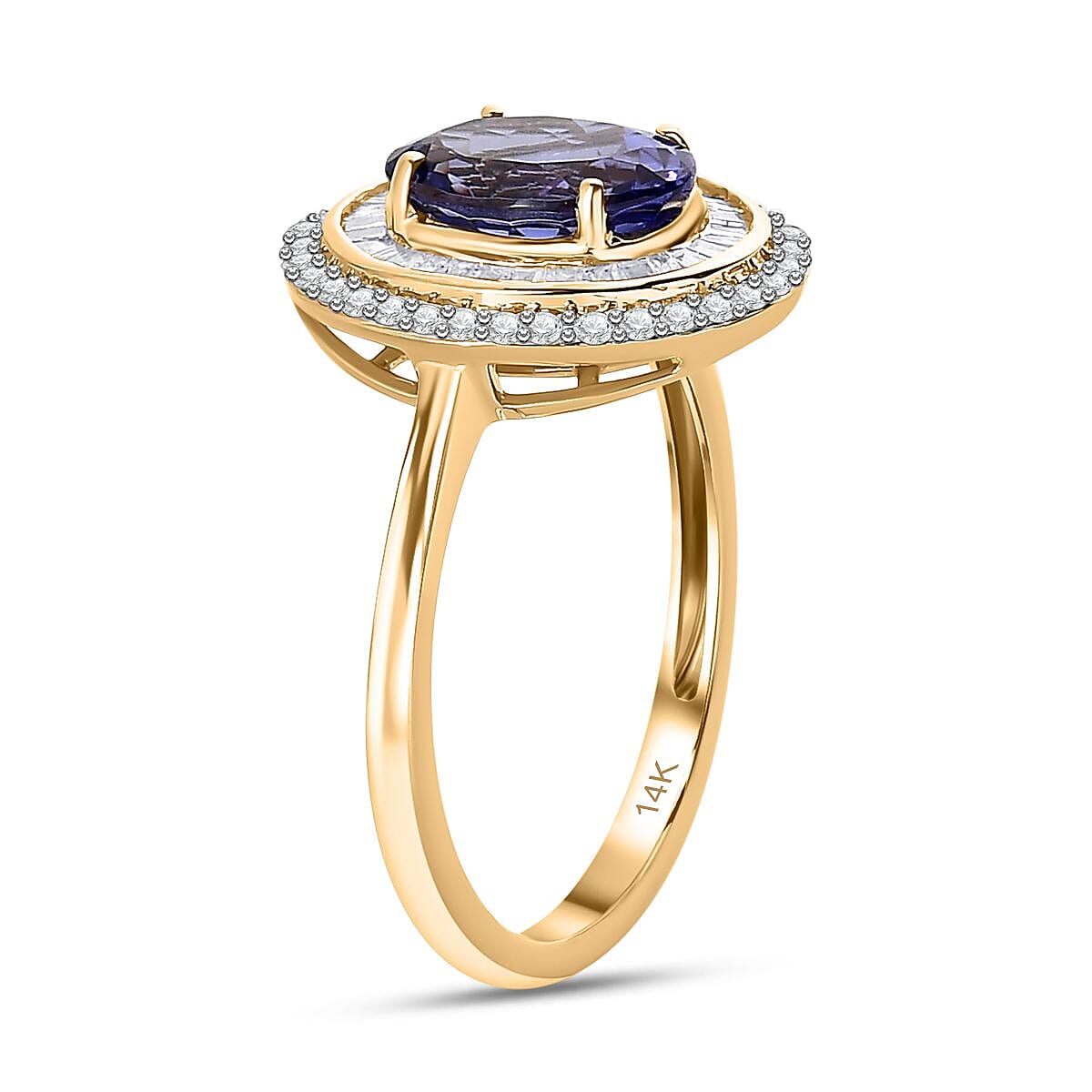 14K Yellow Gold Premium Tanzanite &amp; Diamond Double Halo Ring 2.50 Ct 7592251 3