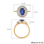 14K Yellow Gold Premium Tanzanite & Diamond Double Halo Ring 2.50 Ct