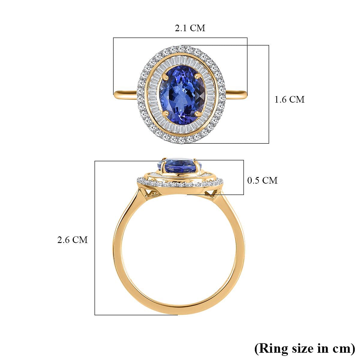 14K Yellow Gold Premium Tanzanite &amp; Diamond Double Halo Ring 2.50 Ct 7592251 5