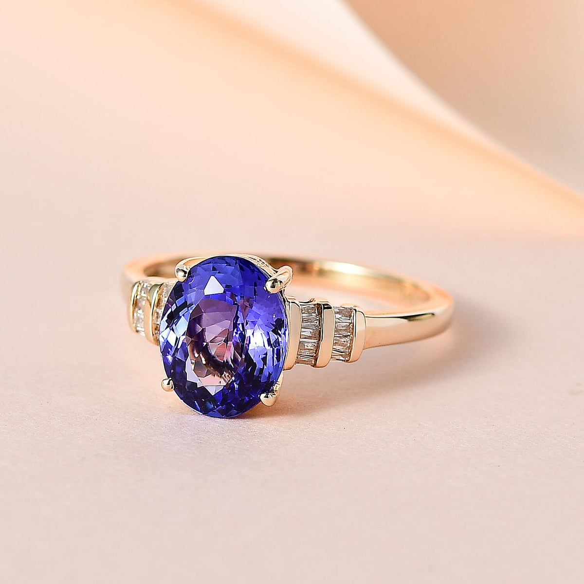 Collectors Edition- 14K Yellow Gold AAA Tanzanite (Oval 10x8 mm) and Diamond Ring 3.00 Ct 7592264 1