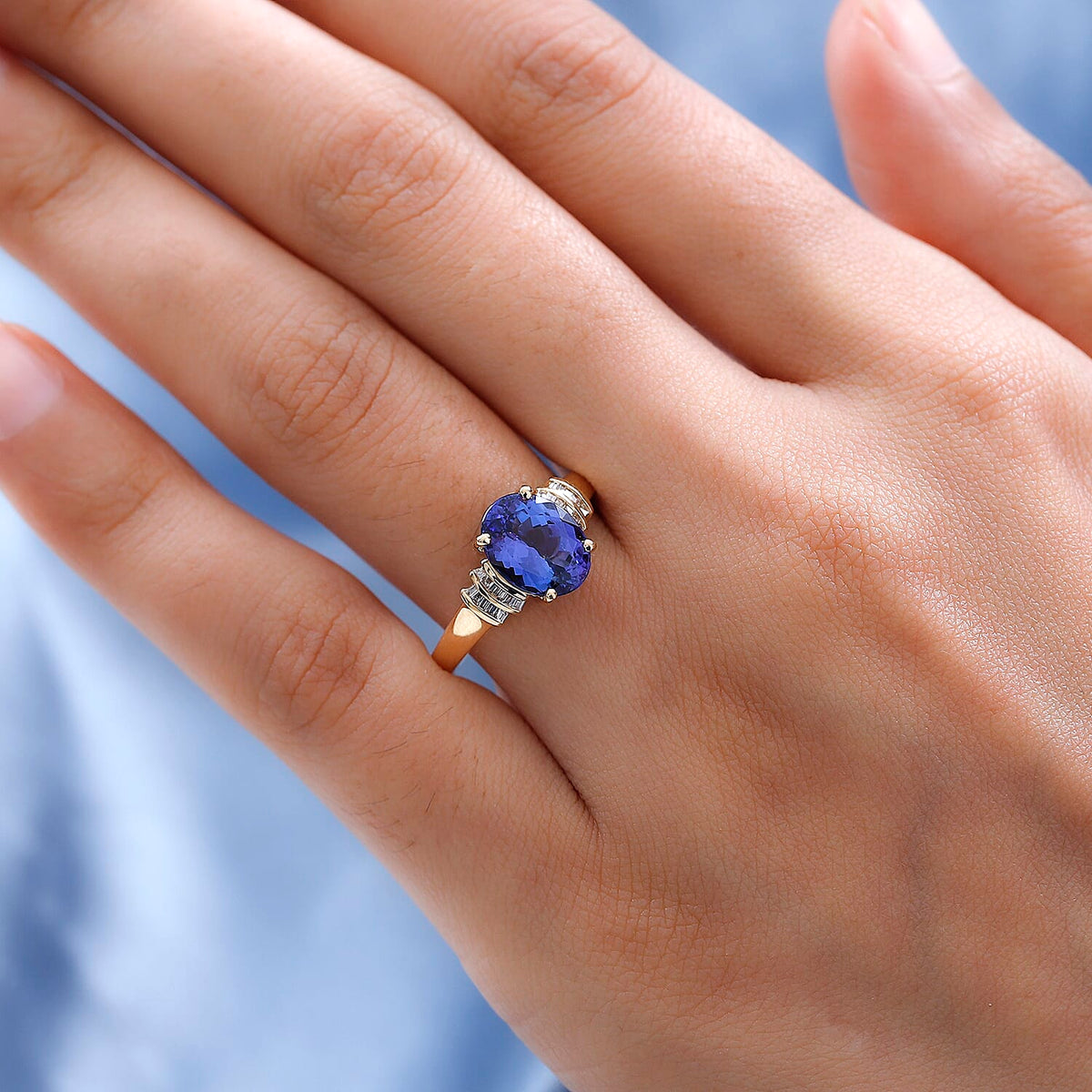 Collectors Edition- 14K Yellow Gold AAA Tanzanite (Oval 10x8 mm) and Diamond Ring 3.00 Ct 7592264 2
