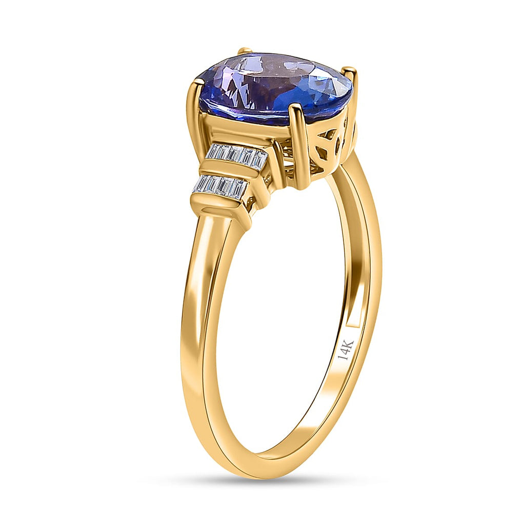 Collectors Edition- 14K Yellow Gold AAA Tanzanite (Oval 10x8 mm) and Diamond Ring 3.00 Ct