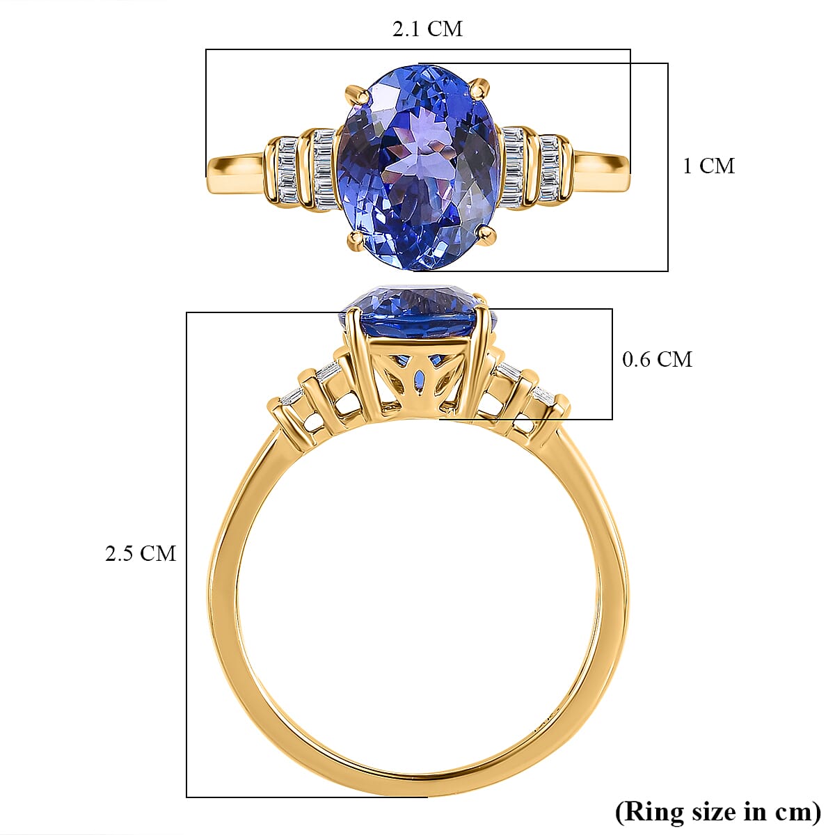 Collectors Edition- 14K Yellow Gold AAA Tanzanite (Oval 10x8 mm) and Diamond Ring 3.00 Ct 7592264 5