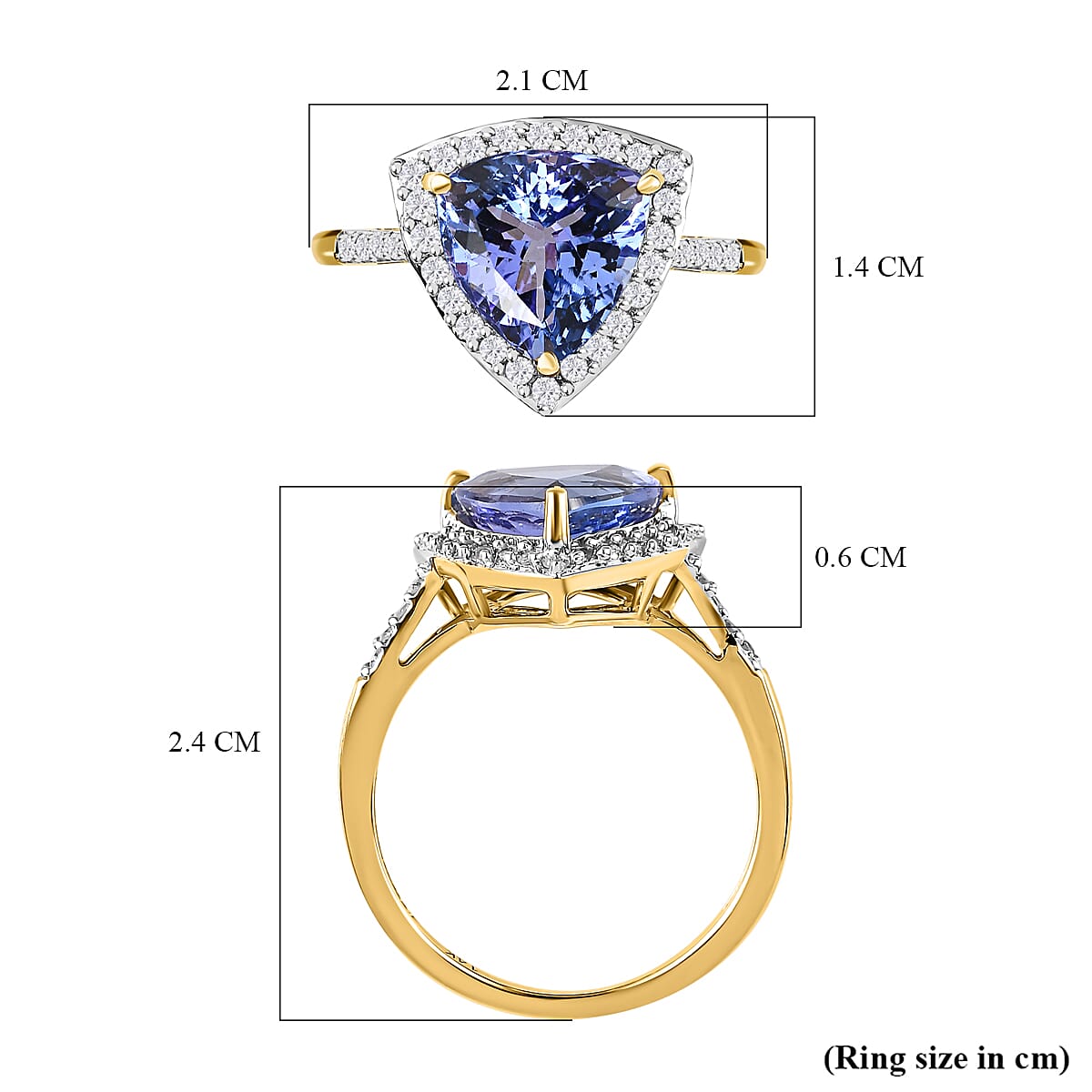 14K Yellow Gold AAA Tanzanite and Diamond Ring 3.01 Ct 7575806 6